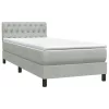 világosszürke bársony rugós és LED-es ágy matraccal 80x220 cm
