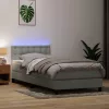  világosszürke bársony rugós és LED-es ágy matraccal 80x220 cm