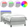  világosszürke bársony rugós és LED-es ágy matraccal 80x220 cm