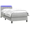  világosszürke bársony rugós és LED-es ágy matraccal 80x220 cm