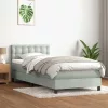  világosszürke bársony rugós és LED-es ágy matraccal 80x220 cm