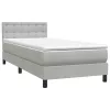  világosszürke bársony rugós és LED-es ágy matraccal 80x220 cm