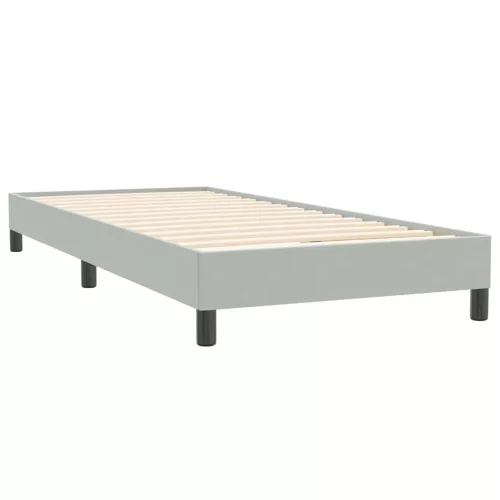  világosszürke bársony rugós és LED-es ágy matraccal 80x220 cm