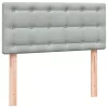  világosszürke bársony rugós és LED-es ágy matraccal 80x220 cm