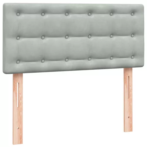 világosszürke bársony rugós és LED-es ágy matraccal 80x220 cm