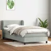  világosszürke bársony rugós ágy matraccal 90x210 cm