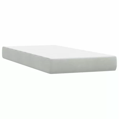  világosszürke bársony rugós ágy matraccal 90x210 cm