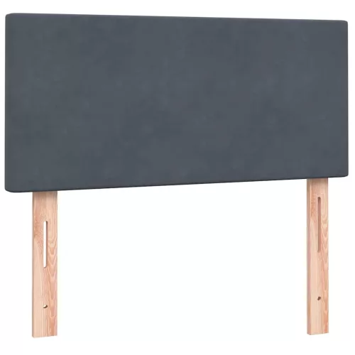  sötétszürke bársony rugós ágy matraccal 80x220 cm