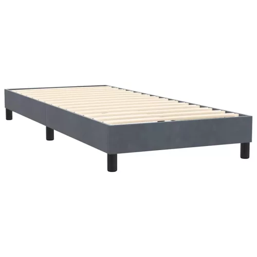  sötétszürke bársony rugós ágy matraccal 90x220 cm