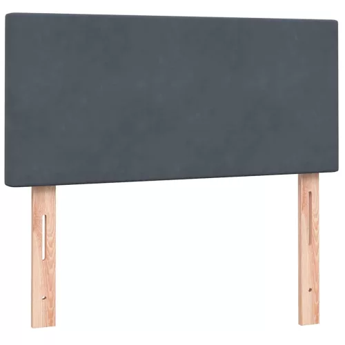  sötétszürke bársony rugós ágy matraccal 90x220 cm