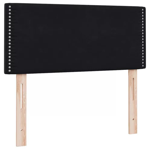  fekete bársony rugós ágy matraccal 80x220 cm