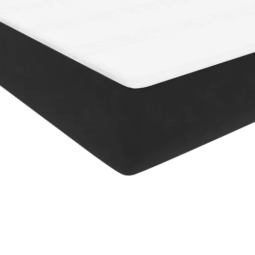  fekete bársony rugós ágy matraccal 80x220 cm