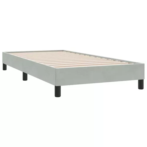  világosszürke bársony rugós ágy matraccal 90x210 cm