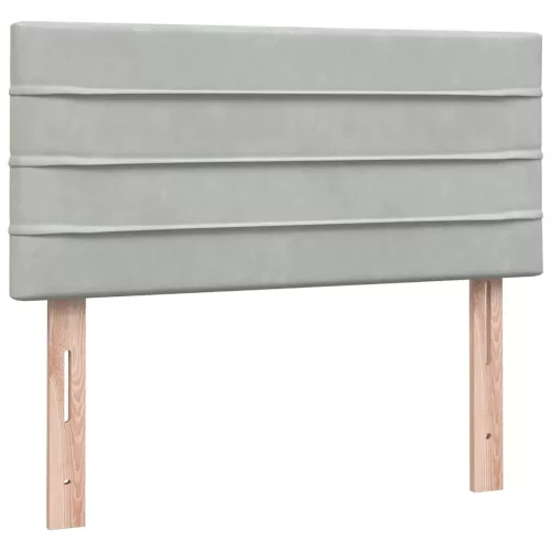  világosszürke bársony rugós ágy matraccal 90x210 cm