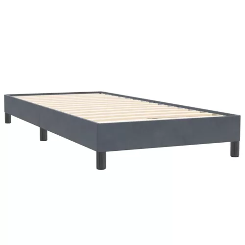  sötétszürke bársony rugós ágy matraccal 80x220 cm