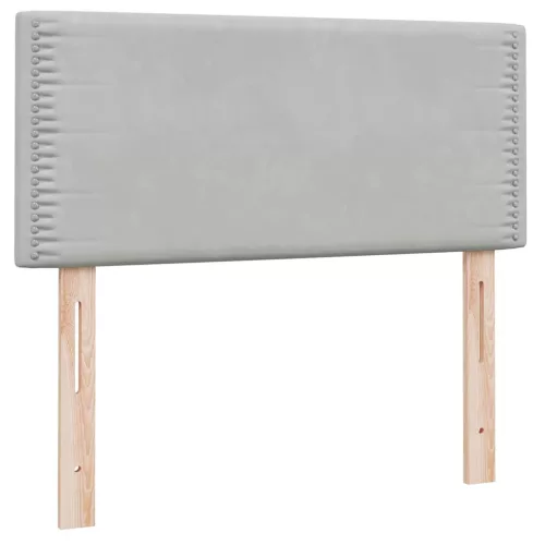  világosszürke bársony rugós ágy matraccal 80x210 cm