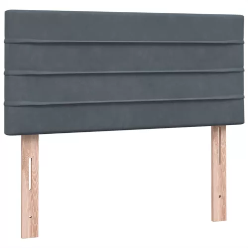  sötétszürke bársony rugós ágy matraccal 80x210 cm