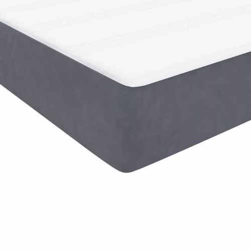  sötétszürke bársony rugós ágy matraccal 80x210 cm