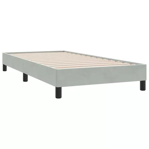  világosszürke bársony rugós ágy matraccal 90x210 cm
