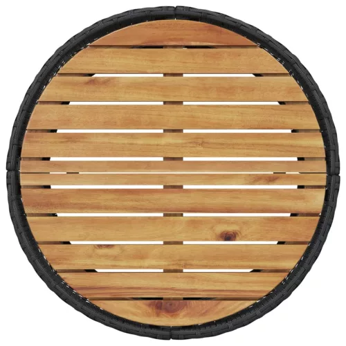  fekete polirattan félkör kerti kanapé asztallal és párnákkal