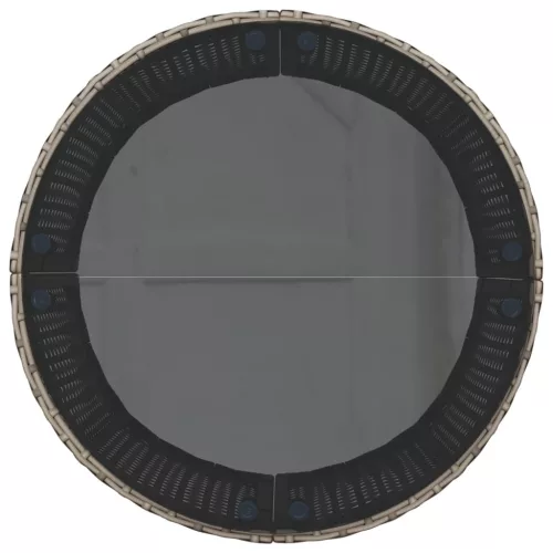  szürke polirattan félkör kerti kanapé asztallal és párnákkal