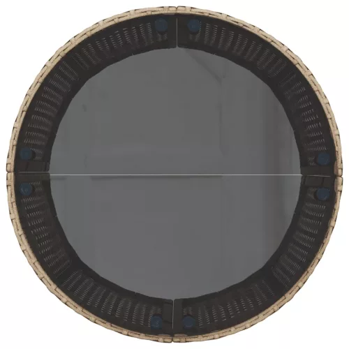  bézs polirattan kerek kerti kanapé asztallal és párnákkal