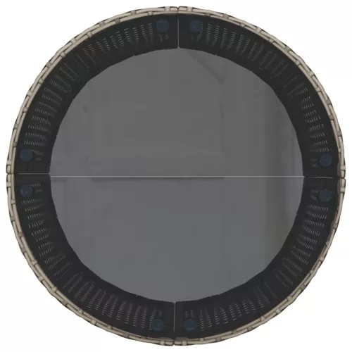  szürke polirattan kerek kerti kanapé asztallal és párnákkal