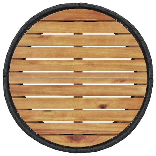  fekete polirattan kerek kerti kanapé asztallal és párnákkal