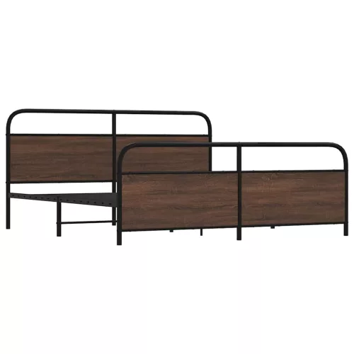  barna tölgy színű fém ágykeret matrac nélkül 200 x 200 cm