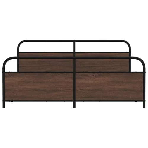  barna tölgy színű fém ágykeret matrac nélkül 200 x 200 cm