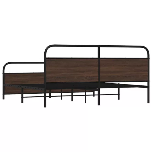  barna tölgy színű fém ágykeret matrac nélkül 200 x 200 cm