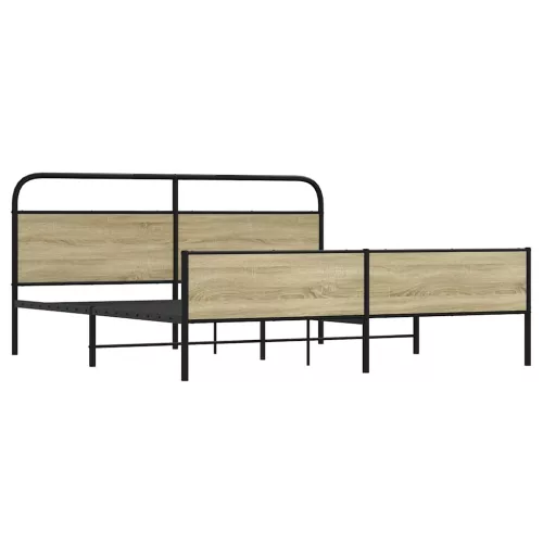  sonoma tölgy színű fém ágykeret matrac nélkül 200 x 200 cm