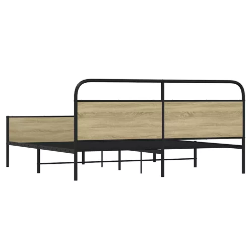  sonoma tölgy színű fém ágykeret matrac nélkül 200 x 200 cm