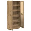  kézműves tölgy színű szerelt fa magasszekrény 82,5x30,5x185 cm