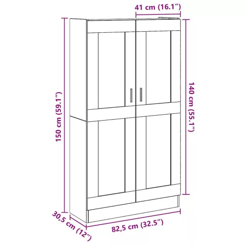  antik fa színű szerelt fa magasszekrény 82,5 x 30,5 x 150 cm