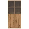  kézműves tölgy szerelt fa magasszekrény ajtókkal 68x37x142 cm