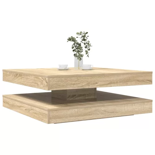  sonoma tölgy dohányzóasztal 360 fokban forgatható 90x90x34,5 cm