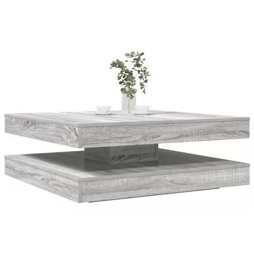  szürke sonoma dohányzóasztal 360 fokban forgatható 90x90x34,5cm
