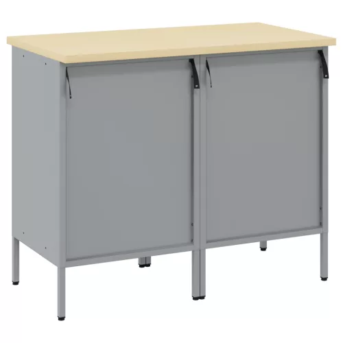  Munkaasztal 2 db Fekete és Szürke Műanyagból és Acélból