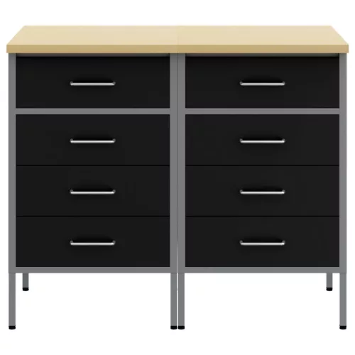  Munkaasztal 2 db Fekete és Szürke Műanyagból és Acélból