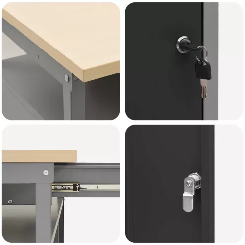  Munkapad készlet 2 pcs Fekete 200 x 55 x 85 cm Porszórt acél