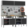  Munkapad készlet fiókkal polcokkal tárolóval 8 pcs Fekete Acél