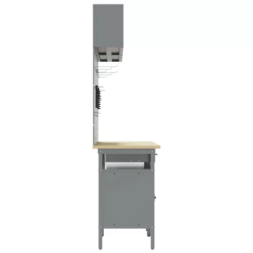  Munkapad készlet fiókkal polcokkal tárolóval 8 pcs Fekete Acél