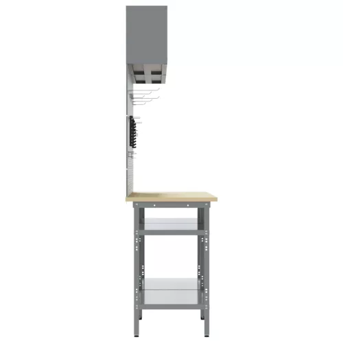  Munkapad készlet polcokkal tárolóval 8 pcs Szürke Acél