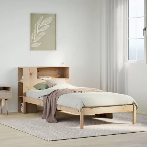  tömör fenyőfa könyvespolcos ágy matrac nélkül 75 x 190 cm