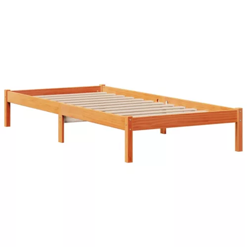  barna tömör fenyőfa könyvespolcos ágy matrac nélkül 75 x 190 cm