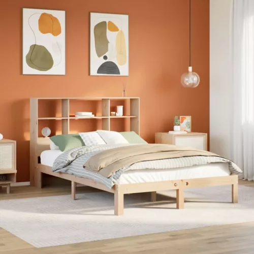 tömör fenyőfa könyvespolcos ágy matrac nélkül 150 x 200 cm
