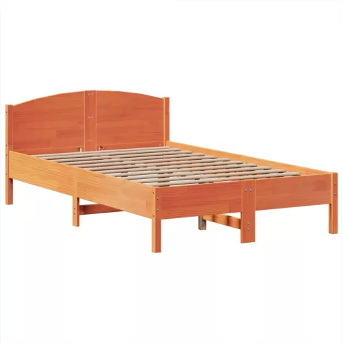  barna tömör fenyőfa könyvespolcos ágy matrac nélkül 135 x 190cm