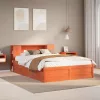 viaszbarna tömör fenyőfa ágy matrac nélkül 135 x 190 cm