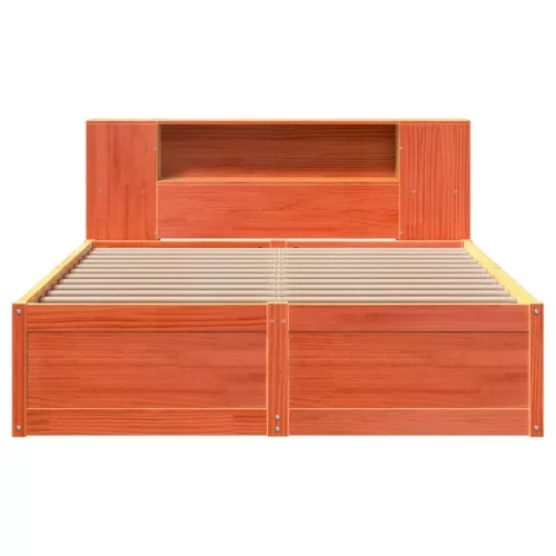  viaszbarna tömör fenyőfa ágy matrac nélkül 135 x 190 cm